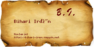 Bihari Irén névjegykártya